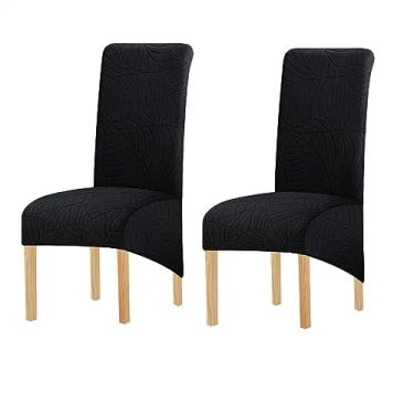 Imagem de Capas para cadeiras de jantar, elastano macio de pelúcia, capa com encosto alto, lavável, removível, protetor de cadeira de jantar para sala de jantar, cozinha, hotel (Color : Black, Size : 2)