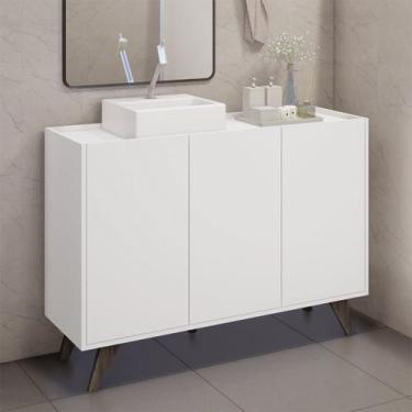 Imagem de Gabinete De Banheiro 3 Portas Branco - Bento Móveis