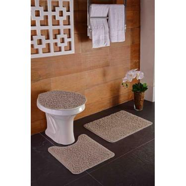 Imagem de Tapete Para Banheiro Kit Com 3 Peças High Algodão- Oásis Caqui - Oasis