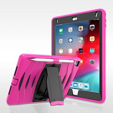 Imagem de QYiD Capa de tablet para iPad 9.7 2018/2017 capa protetora resistente à prova de choque com suporte integrado e caneta solt para Apple iPad Pro 9.7 (2016)/Apple iPad Air 2/6ª/5ª geração, rosa choque