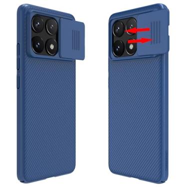 Imagem de teroxa Capa para Xiaomi Poco X6 Pro 5G, capa deslizante para lente de câmera proteção de privacidade capa traseira de policarbonato rígido capa protetora (azul)