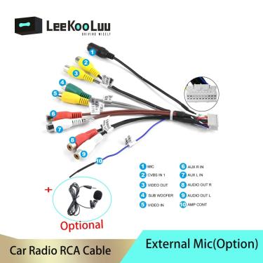 Imagem de Leekooluu-Adaptador de Microfone Externo Do Carro  Fio De Saída RCA  Cabo Universal para 2 Din Rádio