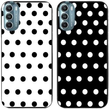 Imagem de 2 peças preto branco bolinhas impressas TPU gel silicone capa de telefone traseira para Motorola Moto todas as séries (Moto G Stylus 5G 2022)