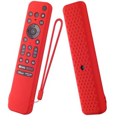 Imagem de Capa de silicone para Sony RMF-TX800U RMF-TX900U Controle remoto de voz Contorl 2022, capa protetora anti-choque compatível com Sony 4K Ultra HD TV X80K X90K X95K Series Remote (vermelho)