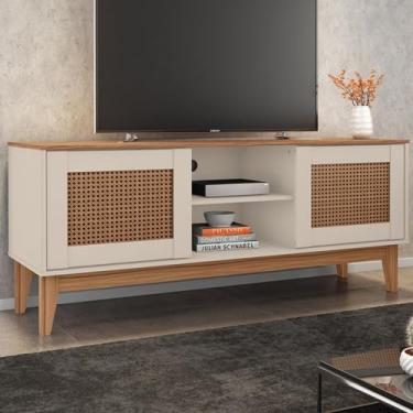Imagem de Rack Sala Safira para Tv até 55 Polegadas com Pés em Madeira Off White/noce