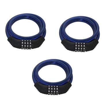 Imagem de Trava de bicicleta combinada de aço flexível de 1,2 m com mecanismo de ajuste automático, 8 mm de espessura com capa de PVC, código reinicializável de 4 dígitos - cabo de segurança multiuso para