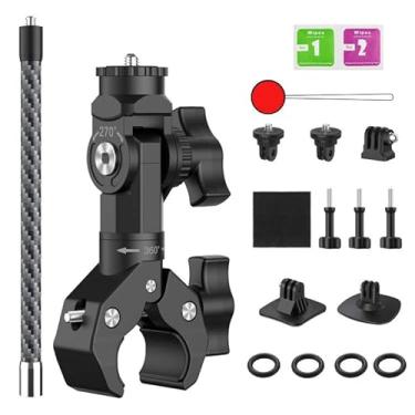 Imagem de Kit de montagem de câmera de motocicleta para bicicleta Insta 360 ONE X5, X4, X3, X2, inclui haste de extensão de guidão de cabeça esférica de 360° e suporte adesivo flexível para capacete para GoPro
