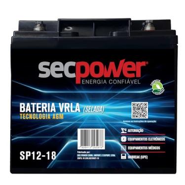 Imagem de Bateria Estacionária VRLA (AGM) SecPower 12V - 18Ah - SP12-18