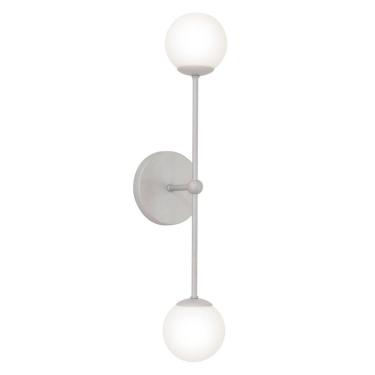 Imagem de Arandela Parede Luminária Bolinha 2 Globos Vidro Hall Prata