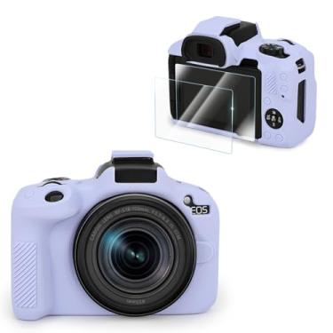 Imagem de VOVMOEYA Kit de acessórios de capa para câmera Canon EOS R50 [com 2 filmes LCD temperados], EOS R50 capa protetora de silicone para câmera digital, sensação de aderência aprimorada leve 9H 0,25 mm -