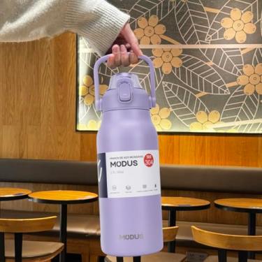 Imagem de MODUS Garrafa Térmica De Grande Capacidade Em Aço Inoxidável 304 Com Canudo 1700ml (Roxo)