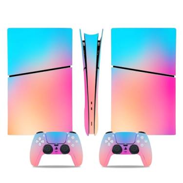 Imagem de Adesivo Skin para console digital PS5 Slim, acessórios de jogo de envoltório protetor para PS5 Slim Controller (rosa)