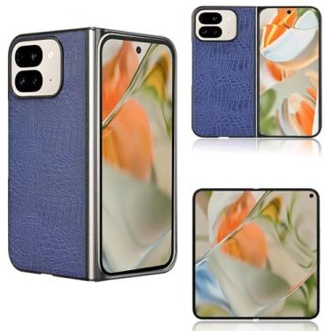 Imagem de Elubugod Capa de proteção contra quedas compatível com Google Pixel 9 Pro Fold, couro PU + capa de telefone ultrafina rígida PC compatível com Google Pixel 9 Pro Fold 5G GGH2X GC15S capa azul
