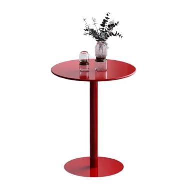 Imagem de Mesa de bar casual de bistrô, mesa de canto de sofá pequena, mesa de jantar de café da manhã de cozinha, mesa de centro redonda, mesa de bar bistrô de metal para festas, mesas com detalhes vermelhos