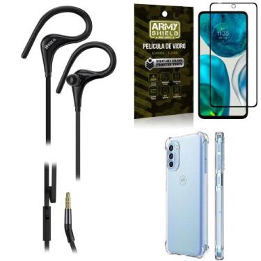 Imagem de Kit Capinha Moto G52 + Fone de Ouvido Sport HS92 + Película Vidro 3D -
