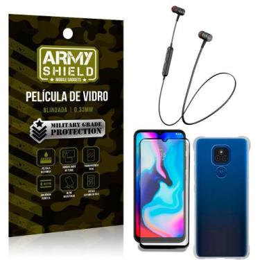 Imagem de Fone Bluetooth HS-615 Moto E7 Plus + Capinha Anti Impacto + Película 3