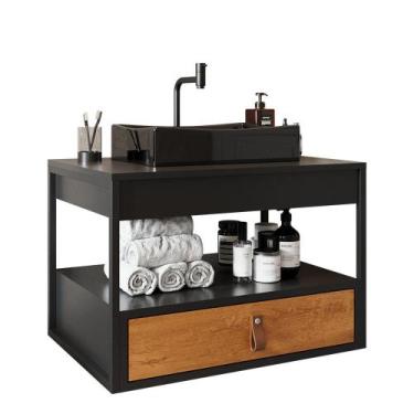 Imagem de Gabinete para Banheiro Harley 1 Gaveta e Cuba Dalla Preta - Loja DoceL