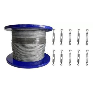 Imagem de 100m Cabo De Aço 6x7 Galvanizado 1/8 + 10 Esticadores 6mm - Shoplonas