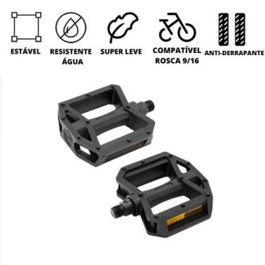 Imagem de Par Pedal Nylon Plataforma Bike Rosca Grossa 9/16 Esfera - PACO