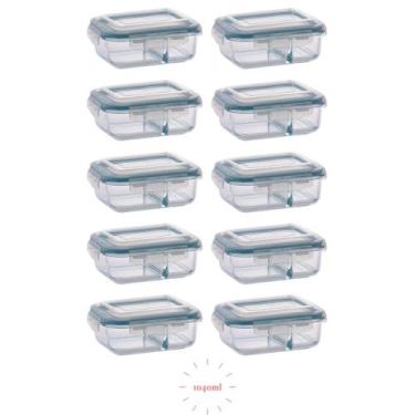 Imagem de Jogo 10 Potes 1040ml com Divisória Vidro Hermético Vedação - PRATICASA