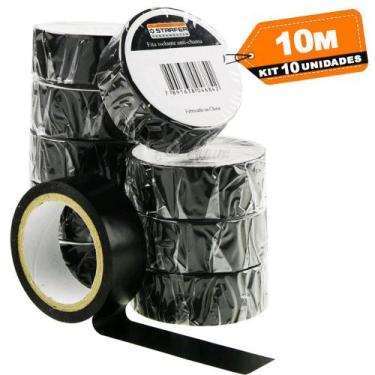 Imagem de Kit 10 Fita Isolante Antichamas Adesivo com 10 Metros x 19mm - STARFER