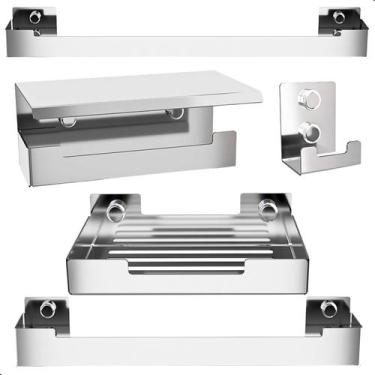 Imagem de Kit de Acessórios Para Banheiro Inox 5 Peças F.ELG - FassinShop