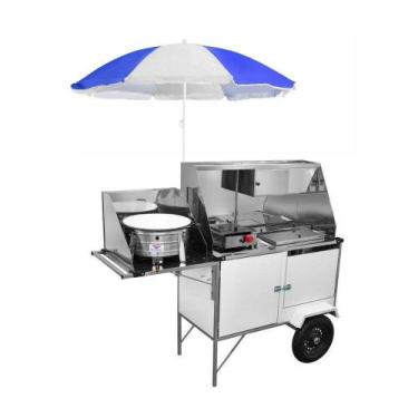 Imagem de Carrinho De Hot Dog + Lanche + Salgado Com Rodas Pneumáticas E Guarda 