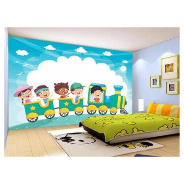 Imagem de Papel De Parede 3D Infantil Crianças Amigos Céu 3,5M Azs253 - Você Dec
