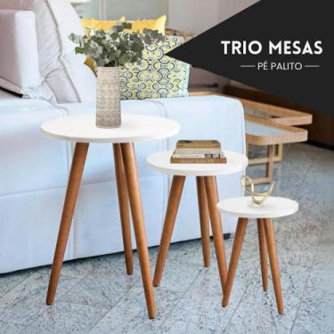 Imagem de Kit Trio Jogo de Mesas Lateral Decorativas - Kelan, Branca