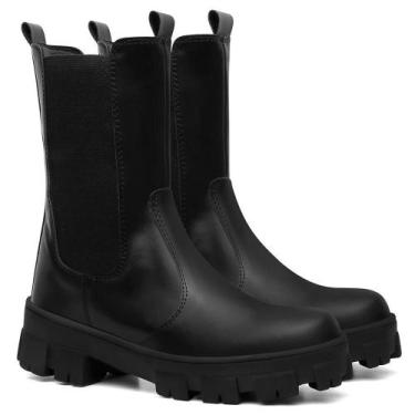Imagem de Bota Feminina Preta Coturno Chelsea Tratorada Macia - Rizzi Shoes, 33,
