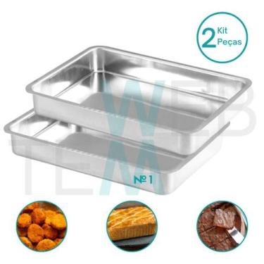 Imagem de Kit 2 Assadeiras Retangular Alta nº1 Alumínio Sustentável para Assados