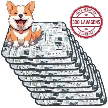 Imagem de Kit com 9 Fraldas de Câes p/Chão 70x50 Jornal 300 Lavagens - 3 Camadas