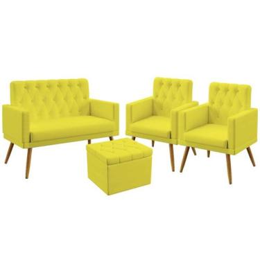 Imagem de Poltrona Namoradeira Vega mais 2 Poltronas Estofada Com Rodapé E Capit