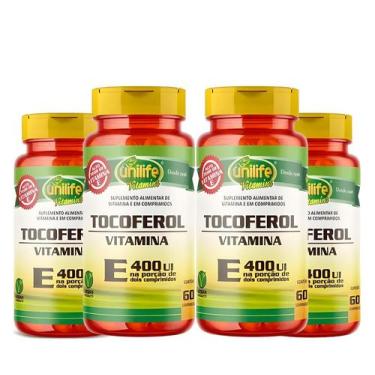 Imagem de KIT C/4 Un. Vitamina E Tocoferol 60 Cápsulas 1000mg 400 Ui - Unilife