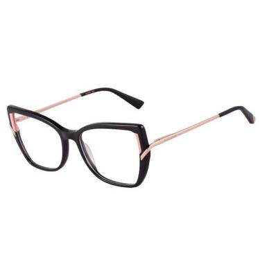 Imagem de Armação De Óculos Ana Hickmann Ah60037 A01 Preto Brilho, Preto, 56