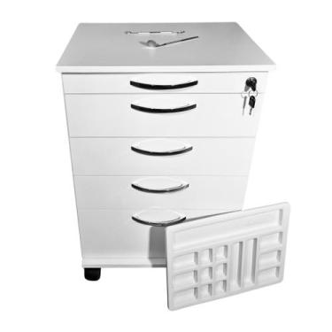 Imagem de Com Tranca E 4 Gavetas - Mesa Auxiliar Clínica Odontologica - Deki Móv