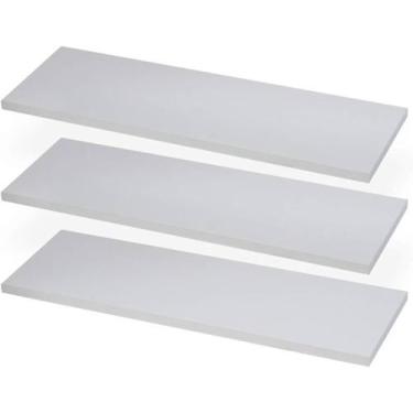 Imagem de Kit 3 prateleiras estante 60x20, madeira mdf branca - Nichos Valent