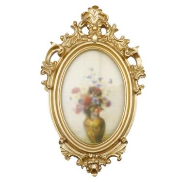 Imagem de Bitray Porta-retrato vintage 25,4 x 15 cm lindo moldura dourada com visor de vidro frontal de mesa e decoração de parede para pendurar na casa