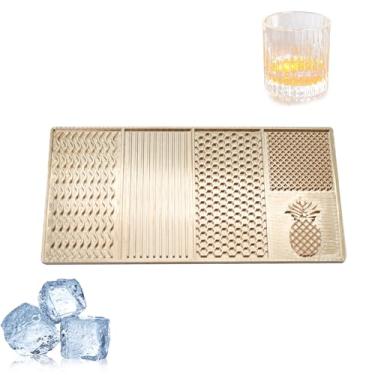 Imagem de Bandeja de cubos de gelo de cobre, moldes de gelo quadrados grandes para uísque e coquetéis, acessório de barman artesanal de latão (abacaxi)