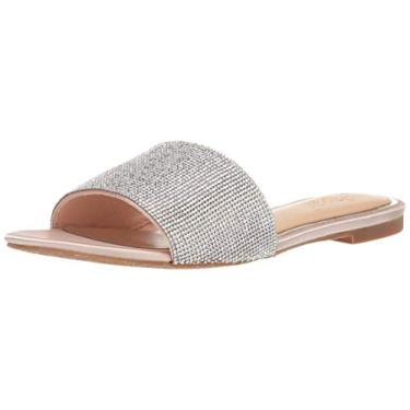 Imagem de Jewel Badgley Mischka Pantufas femininas Khaleesi sem cadarço, Champagne Satin, 6.5 Medium US