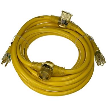 Imagem de Yellow Jacket Cabo adaptador STW 2830 Woods com bloco de energia iluminado de 3 tomadas, 3 condutores desencapados de 12 Awg, 6,3 m L, pé, cobre