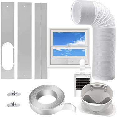 Imagem de Kit de janela CA portátil com mangueira de escape de 13 cm para janela deslizante, kit de ventilação de janela de ar condicionado ajustável para dutos, painel de vedação CA para janela horizontal e