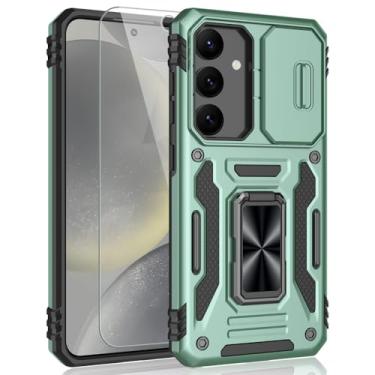 Imagem de SYONER Capa para Galaxy S24 Plus, capa de telefone à prova de choque e capa de câmera deslizante e suporte de anel com protetor de tela para Samsung Galaxy S24+ (6,7 polegadas, 2024) [verde alpino]