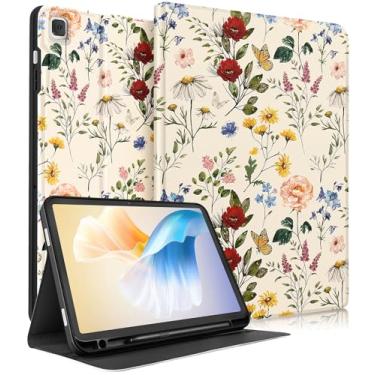 Imagem de Wazzasoft Capa para Samsung Galaxy Tab A7 de 10,4 polegadas para mulheres e meninas, capa fólio fofa com suporte para lápis, design de moda, feminino, kawaii, flor, floral, capas para tablet para