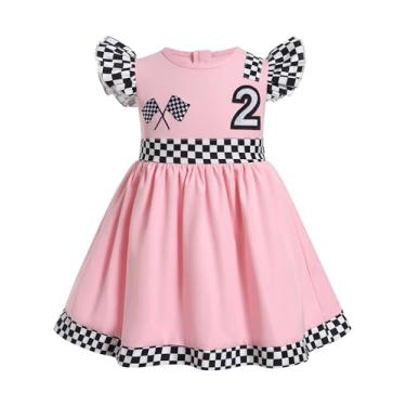 Imagem de IMEKIS Roupa de bebê menina carro de corrida 1º aniversário vestido manga babados bolo esmagamento sessão de fotos fantasia Dia das Bruxas, Rosa 2, 18-24 Months