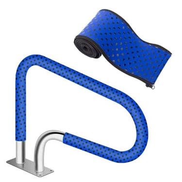 Imagem de Capa de segurança para corrimão de piscina com zíper de neoprene (4 pés) para fixação de corrimão de piscina acima do solo/enterrado, design antiderrapante, capas de segurança para piscina