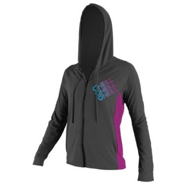 Imagem de O'Neill Wetsuits Moletom feminino de manga comprida com zíper 24-7, grafite/festival/branco, médio