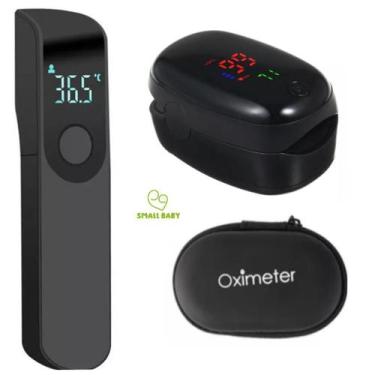 Imagem de Kit Saúde Termômetro Infravermelho Digital Testa + Oxímetro Oled Dedo/