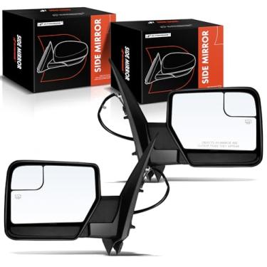 Imagem de A-Premium Par (2) espelhos retrovisores elétricos do lado do motorista e do passageiro - compatível com Ford Expedition 2007-2017 - Retrovisor retrovisor externo preto dobrável manual aquecido com