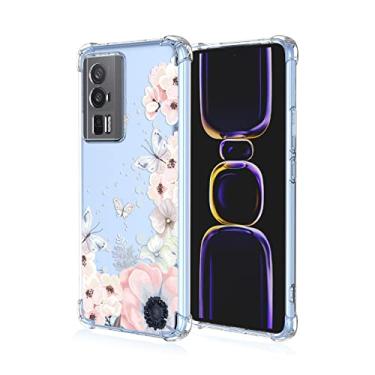 Imagem de RRXSYXL Capa para celular Xiaomi Redmi K60, Redmi 60 Pro 5G, Redmi Poco F5 Pro com estampa floral e borboletas transparentes, proteção à prova de choque, capa de TPU macio para Redmi K60 (flores